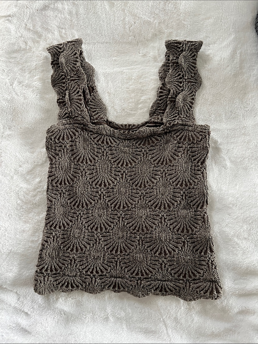 Free People Brown Textured Crochet Tank Top. Size XS/S.